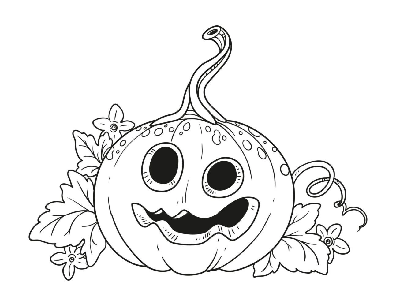 Coloring book funny pumpkin scares on Halloween